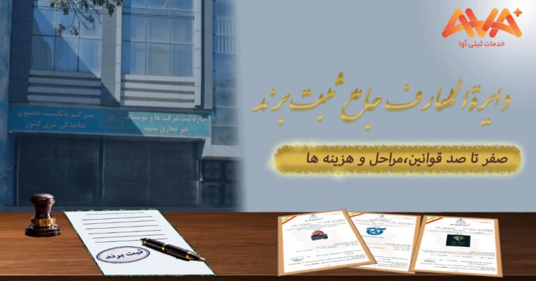 نشان دادن تخصص محلی و اعتبار آوا حساب در حوزه ثبت برند با ترکیب هویت برند حضور فیزیکی در مشهد و نمونه کارهای واقعی